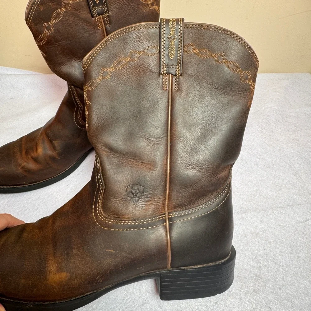 Ariat Mens Heritage Roper Distressed 13D Brown Leather Western Cowboy Boots ATS - Picture 11 of 15